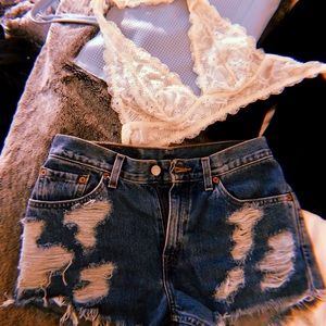 Vintage High Waisted Ripped Levi Shorts